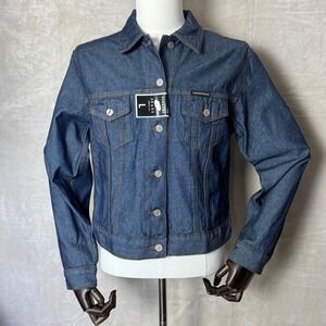 NWT Parkers Jeans Y2K Indigo Denim Trucker Jacket Made in USA Deadstock Size L